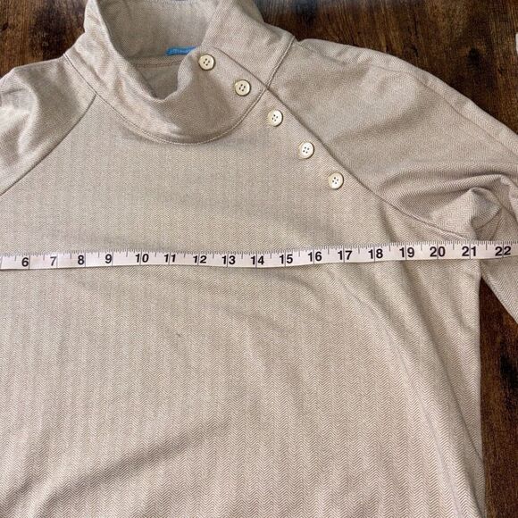 J McLaughlin Marisa PUllover Turtle/Funnel Neck top  sweater pockets Sz L - Picture 7 of 9